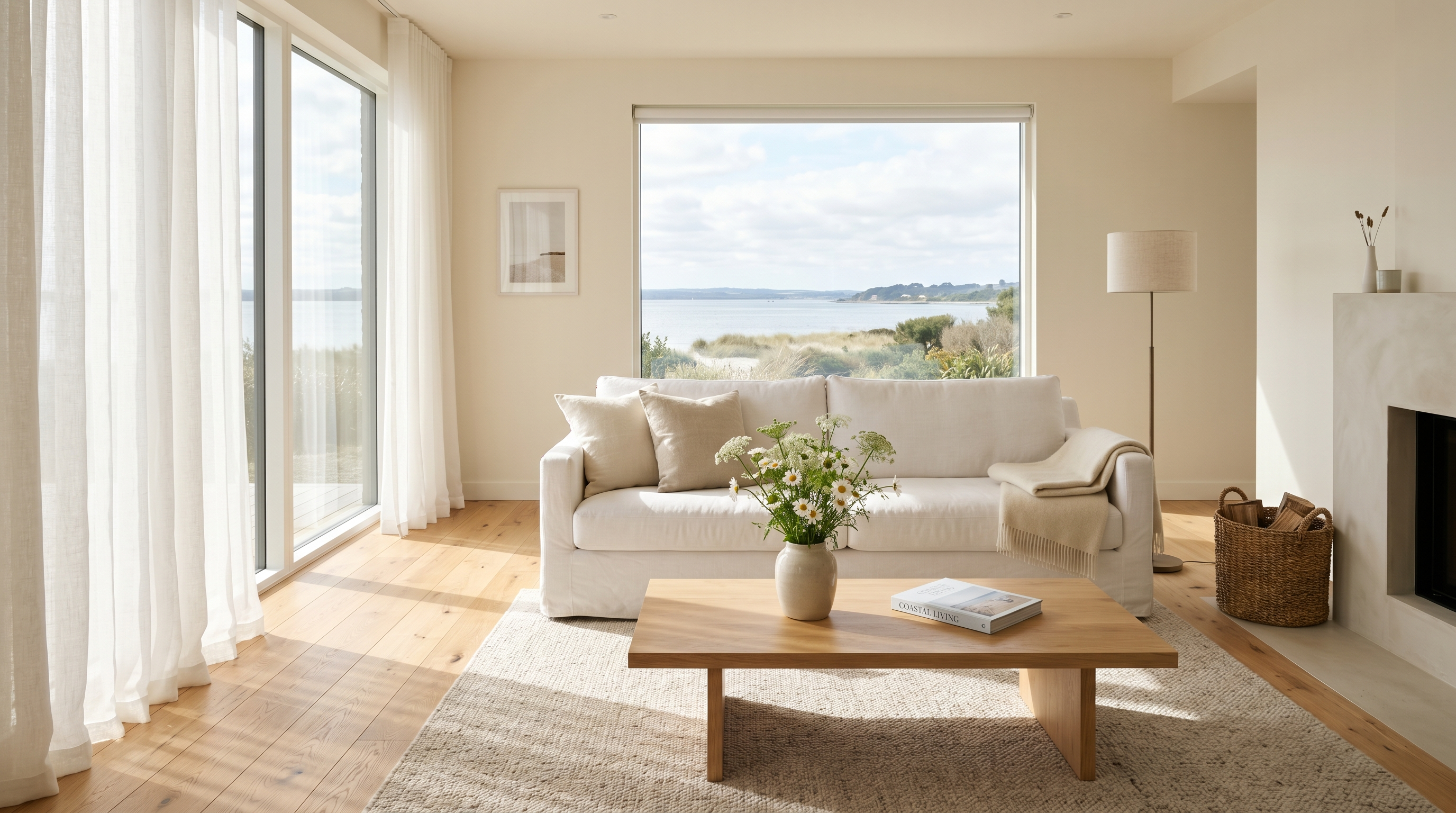 Bright, clean modern living room interior